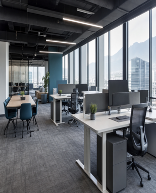 Espacio de trabajo ágil con estaciones colaborativas en Monterrey